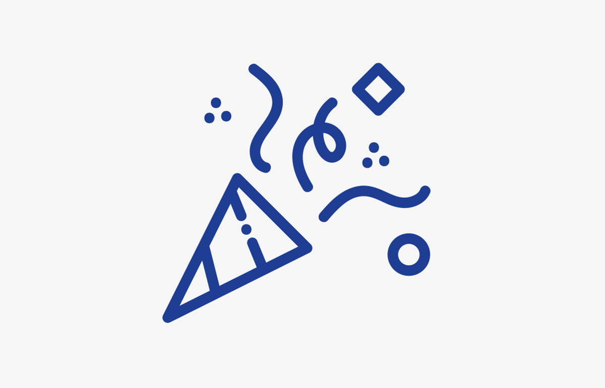 Piktogramm Veranstaltungen. Herausragende jährliche Veranstaltungen, die zur guten Tradition bei Schmidt+Bartl gehören, stärken den Teamgeist nachhaltig, z. B. gemeinsame Grillfeste, Ausflüge, Weihnachtsfeier etc.